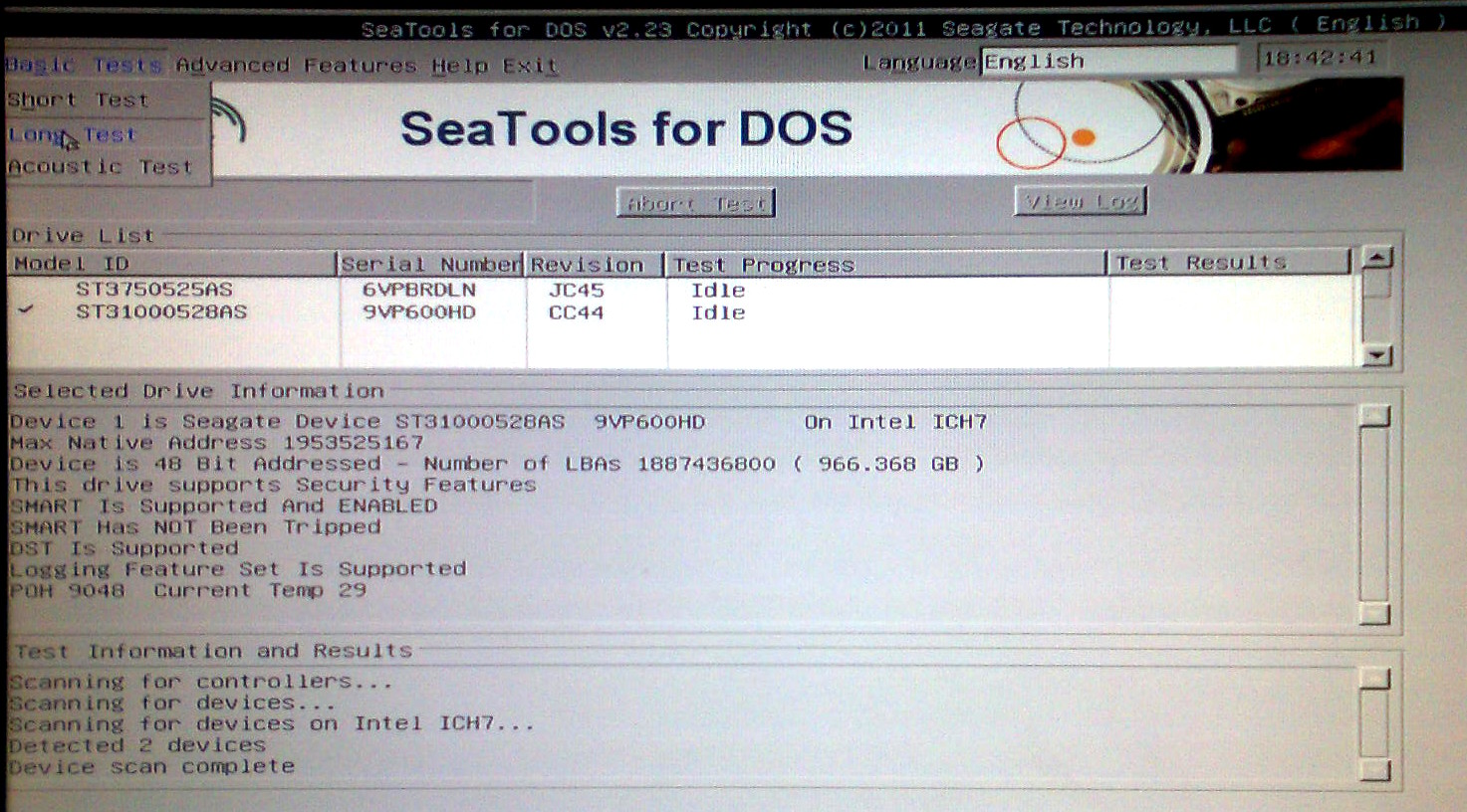 seagate seatools error codes list